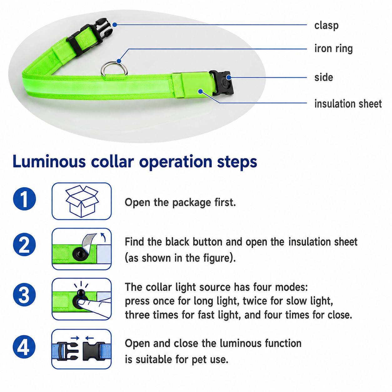 LED Night Safety Dog Leash & Collar — Glow in the Dark