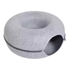 2-in-1 Felt Donut Cat Bed & Tunnel — Hide & Play House