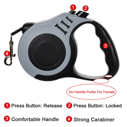 Retractable Dog Leash — 3m & 5m | Small Medium Large Dogs