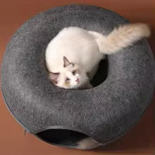 2-in-1 Felt Donut Cat Bed & Tunnel — Hide & Play House