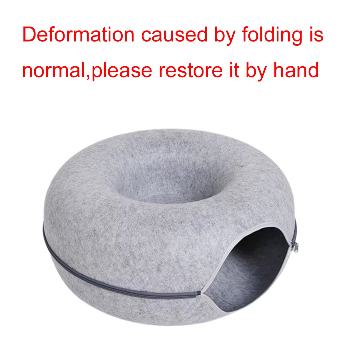 2-in-1 Felt Donut Cat Bed & Tunnel — Hide & Play House