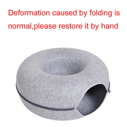 2-in-1 Felt Donut Cat Bed & Tunnel — Hide & Play House