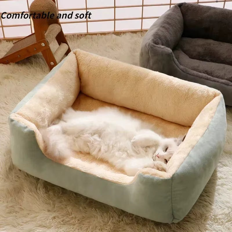 Cozy Cushion Cat & Dog Basket Bed — Winter Warm House